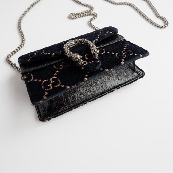 Authentic Preowned Gucci Navy Velvet Super Mini Dionysus Bag - Picture 6 of 16